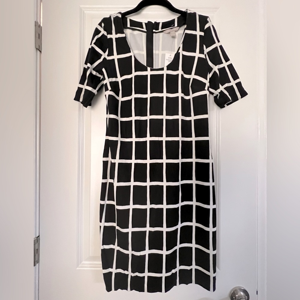 NWT Banana Republic Short Sleeve Plaid Shift Dress Sz 6